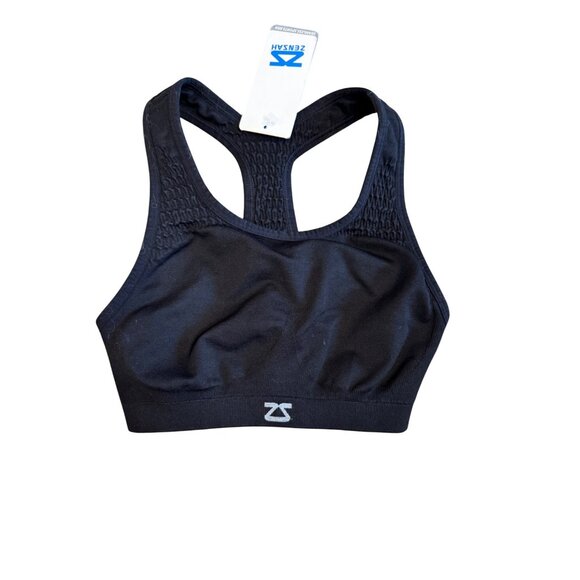 Zensah Seamless Sport Bra Size S/M Black 32 ABC - 34AB Smocked Stretch NWT $48 - Picture 8 of 8